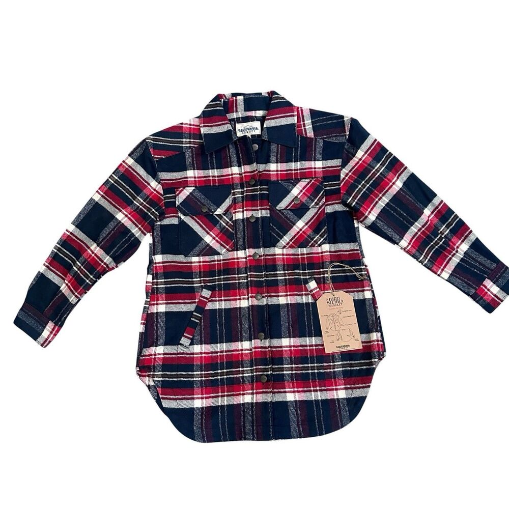 California Cowboy High Sierra Shacket Flannel Shirt Mens XS/S Blue Red Plaid